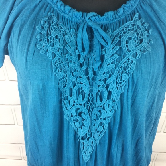 New Direction Short Sleeve Gypsy Top Size L - Picture 2 of 7